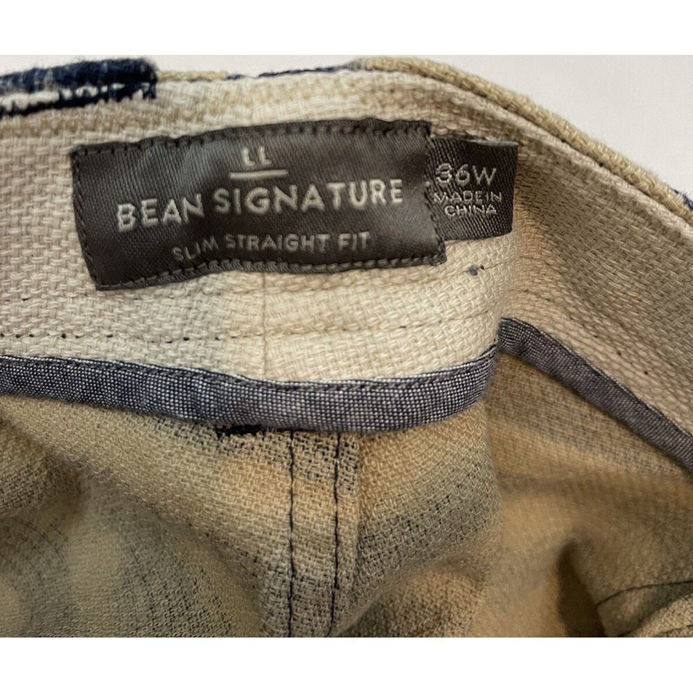 LL Bean Shorts Men 36 Blue Indigo Dye Stripes‎ Slim Straight Thick Heavy Canvas - Picture 6 of 7